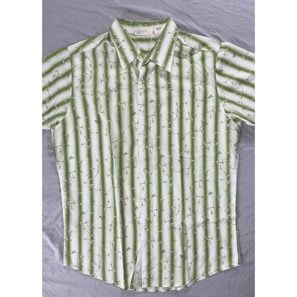 BKE Buckle 67 Button Front Casual Shirt. Green Floral Stripe, Men's Size L. EUC! - Picture 1 of 6